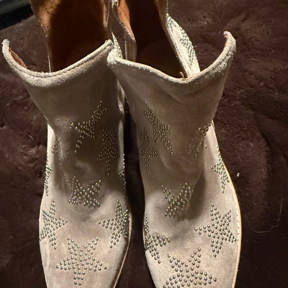 Jeffrey Campbell Tan Suede Star Studded Ankle Boots